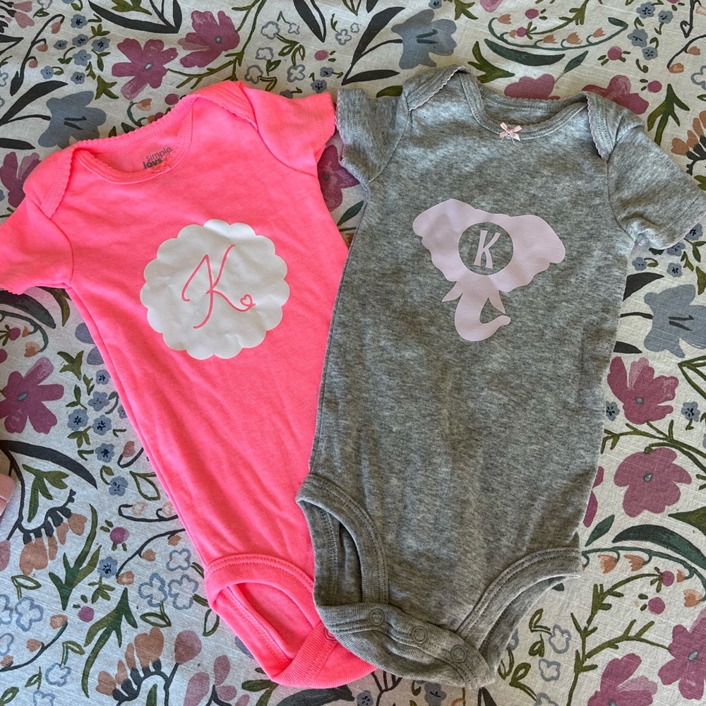 Personalized “K” onesies